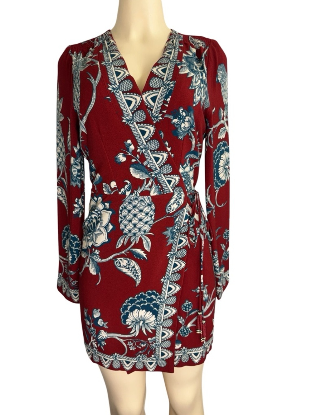 Farm rio .Tropical Landing Red Wrap Mini Dress - Picture 4 of 16